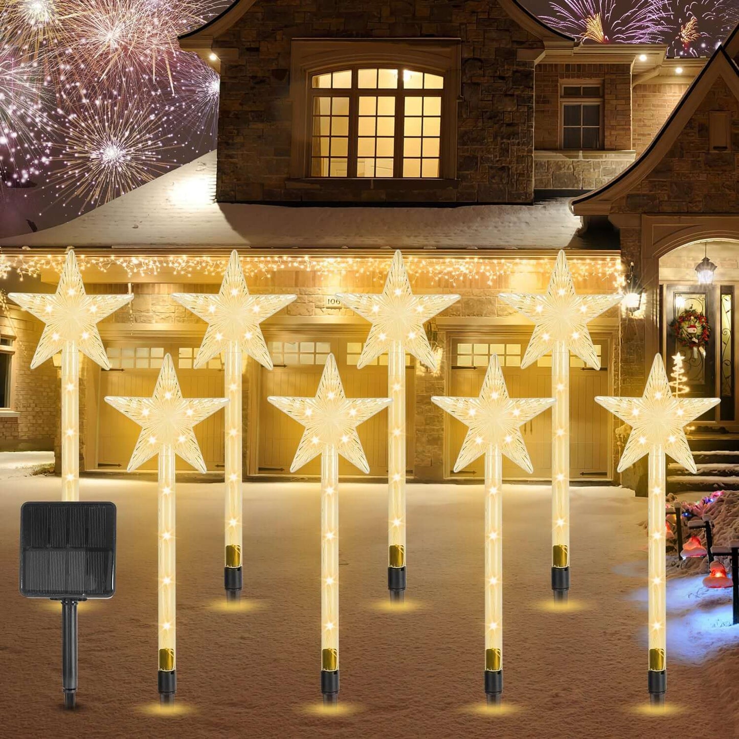 Christmas Solar Stake Lights 8Pack Star Path Lights