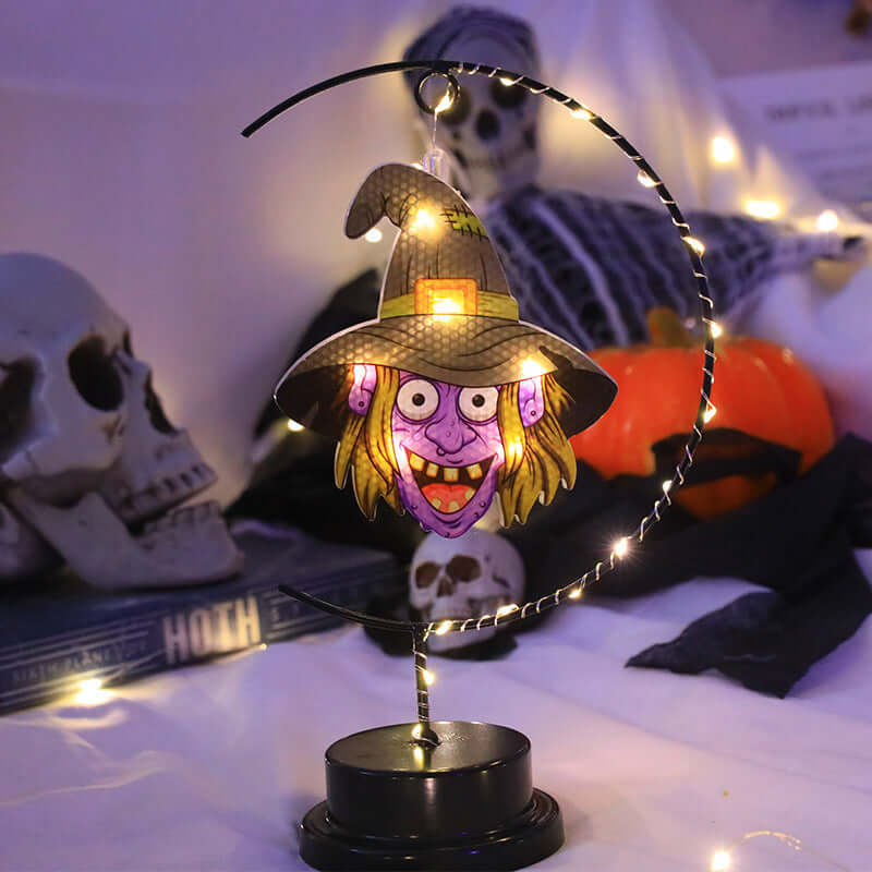 Led Halloween Wrought Iron Witch Modeling Lamp Atmosphere 