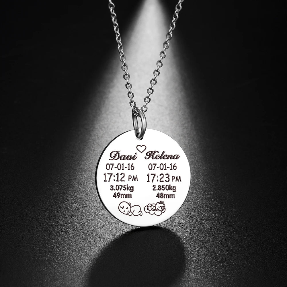 Personalized Necklace Custom Baby Name Child Kid Birth Gift For Women New Born Mother Father Day Mom Dad Stainless Steel Jewelry