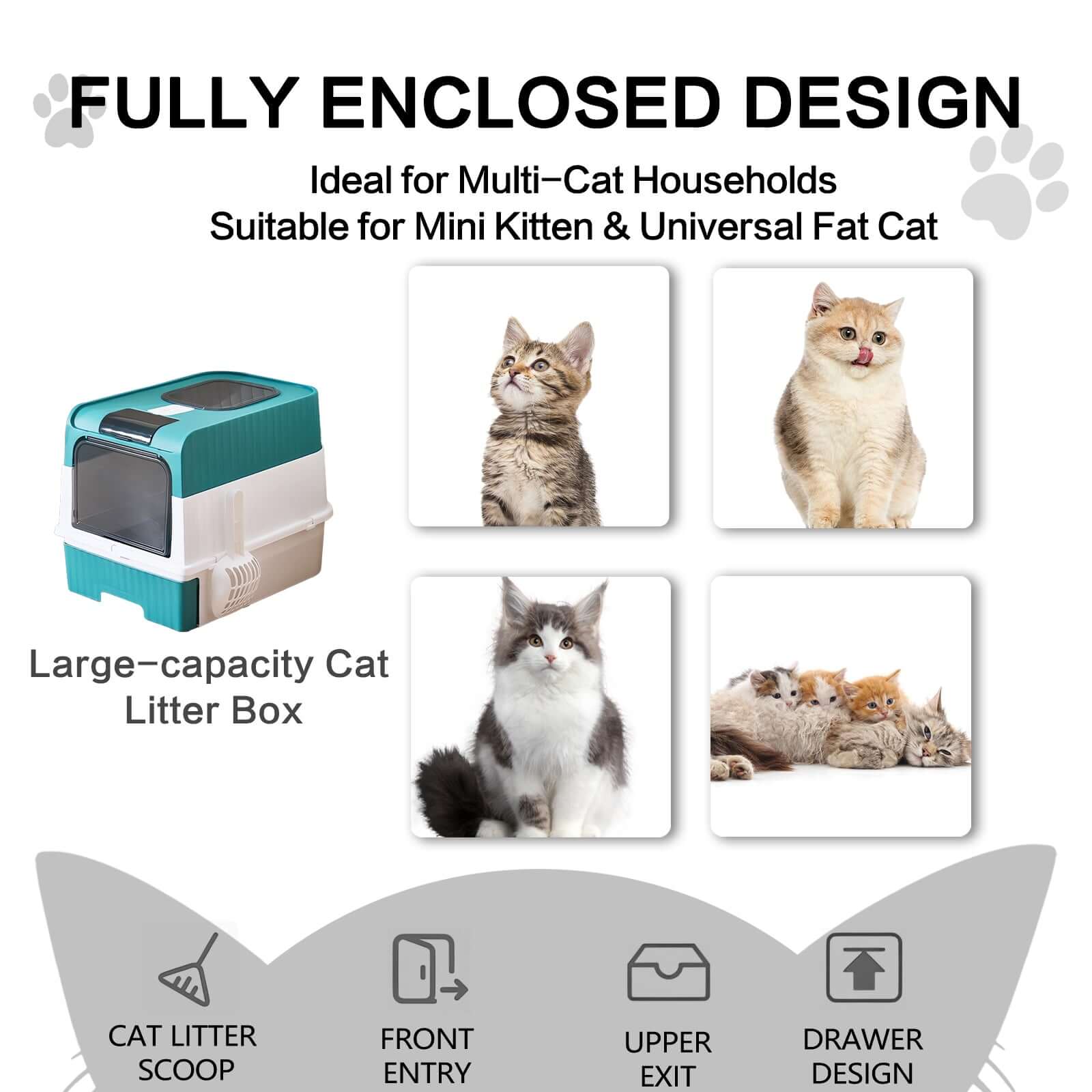 Large Cat Litter Box Easy Clean & Leak Proof