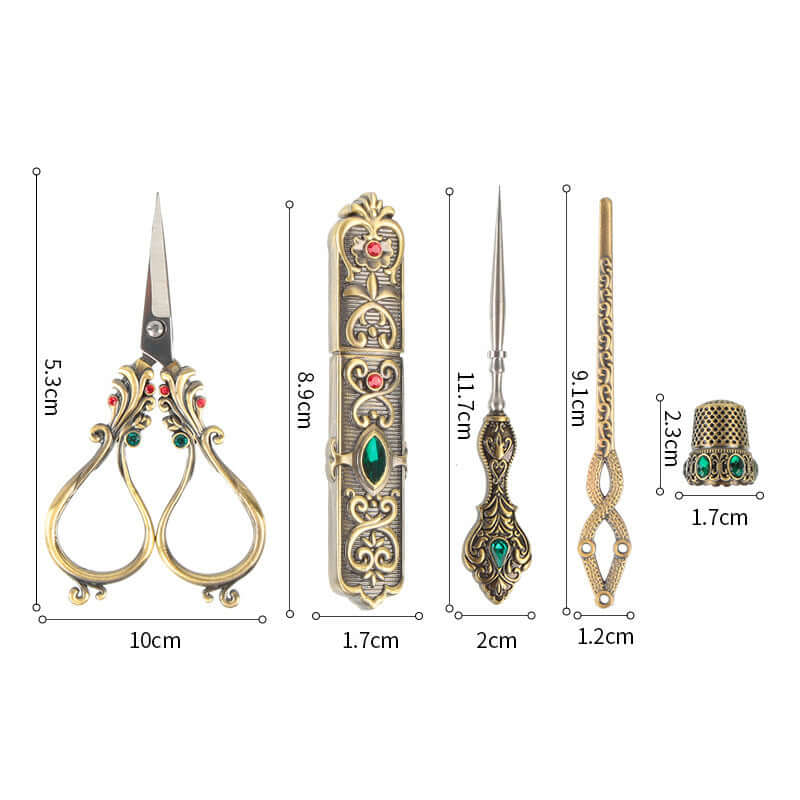  Affordable Luxury Inlaid With Phoenix Tail Scissors Set - five-piece scissors set with intricate designs.