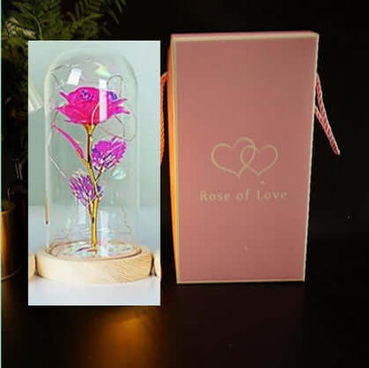  Christmas Decoration Rose Flower in Glass LED Light