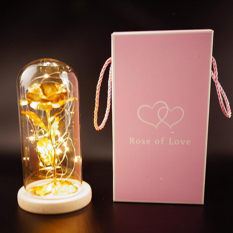 Enchanted Forever Rose Flower in Glass with LED Light