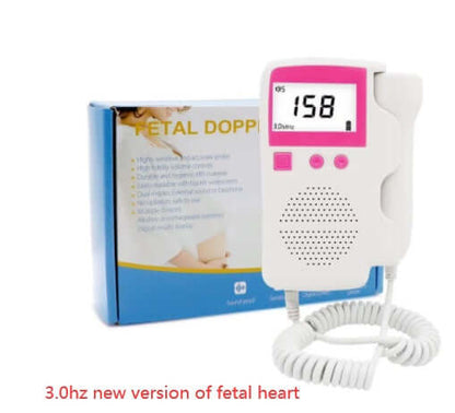 Fetal heartbeat monitor with 2.5MHz probe and LCD display for home use
