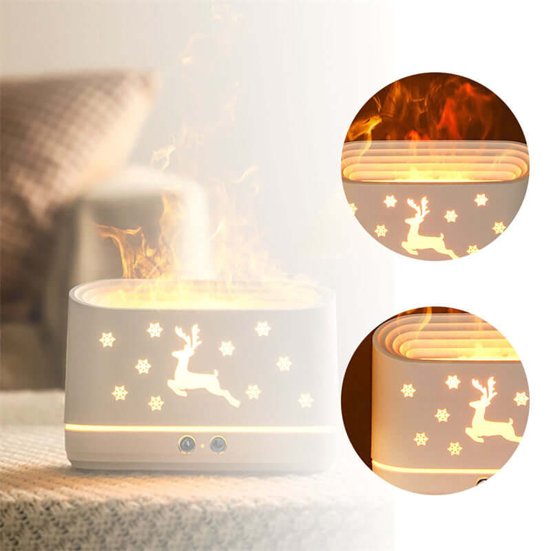Elk Flame Humidifier – Cool Mist Aroma Diffuser with LED Flame Effect