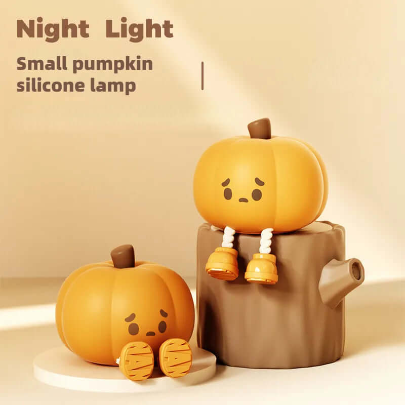 Cute small pumpkin silicone lamp night light for Halloween decor, safe BPA-free material, perfect for kids' rooms.