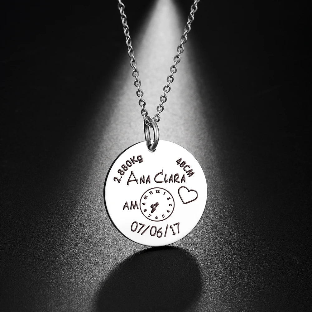 Personalized Necklace Custom Baby Name Child Kid Birth Gift For Women New Born Mother Father Day Mom Dad Stainless Steel Jewelry