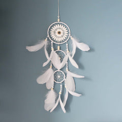 Elegant Indian dreamcatcher home decoration pendant in black and white, ideal for European style interiors.