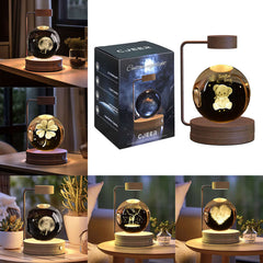 Crystal Ball Cosmic Dinosaur Indoor Night Light with USB Power – Warm Bedside Lamp, Perfect Birthday Gift