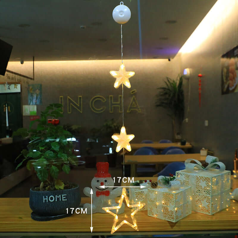 Christmas 3pcs LED Light Star Tree Hanging Sucker Lamp Wind