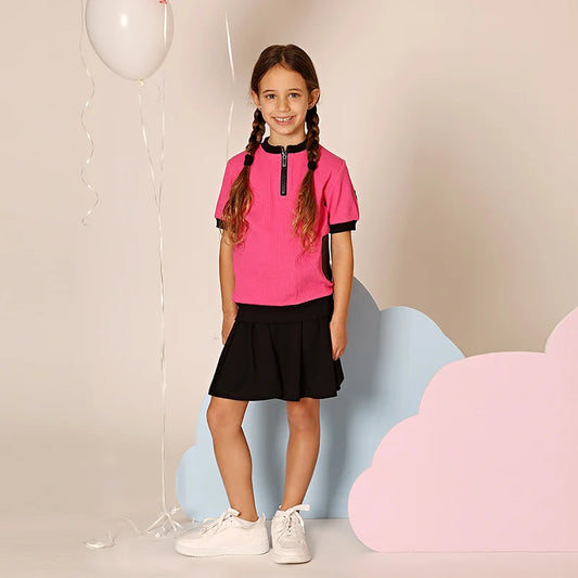 AA SS25 - Children Leather Pocket Ribbed Collection in 2 Colors with Dress Baby Romper Tee Shirt for Girls and Boys Summer Suits