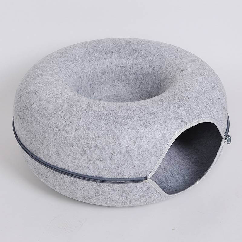Donut Cat Tunnel Bed Pets House Natural Felt Pet Cat House