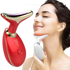 EMS Thermal Neck Massager for skin tightening and wrinkle removal, featuring positive and negative ion technology.