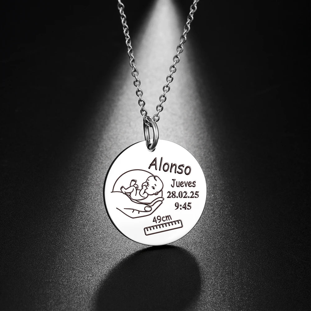 Personalized Necklace Custom Baby Name Child Kid Birth Gift For Women New Born Mother Father Day Mom Dad Stainless Steel Jewelry