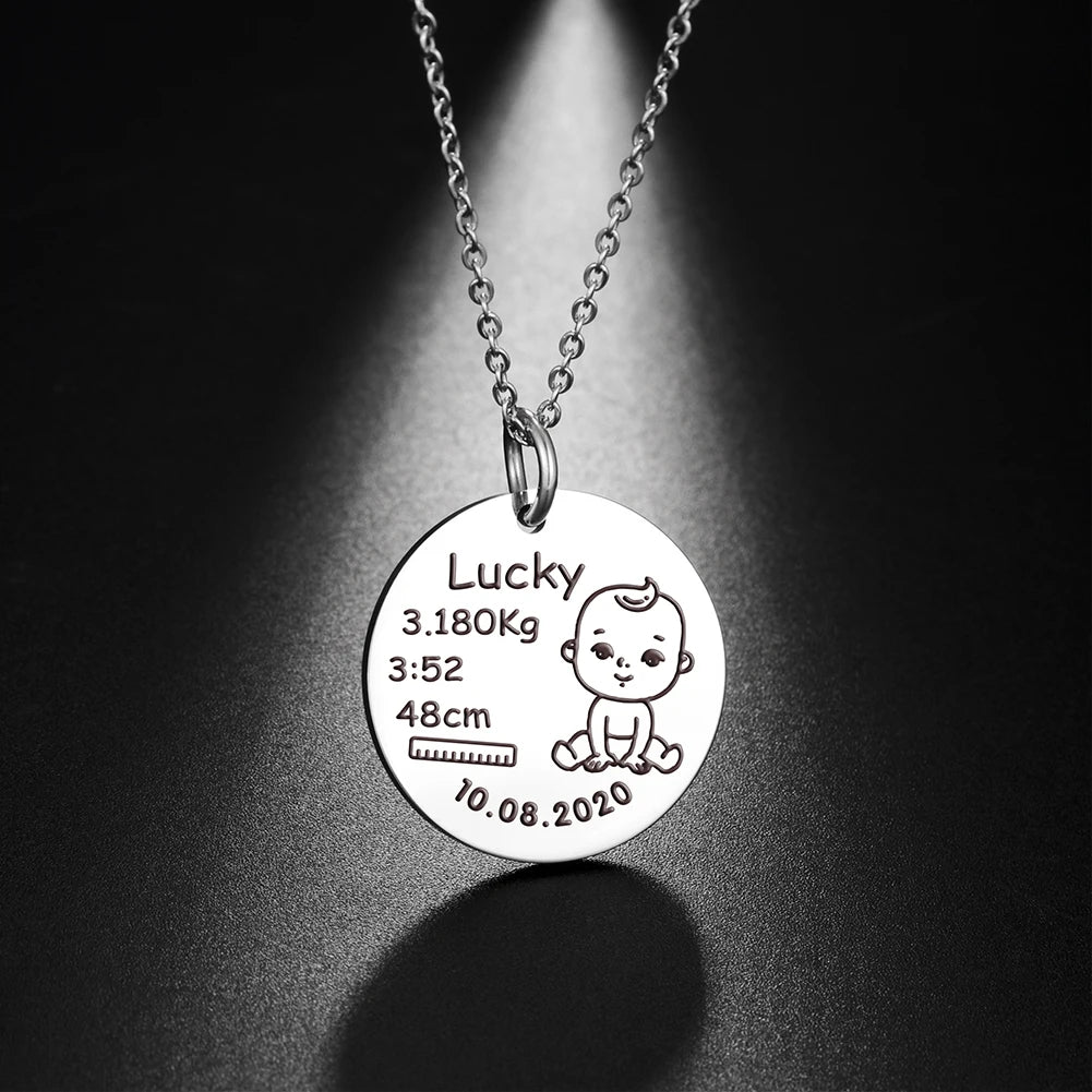 Personalized Necklace Custom Baby Name Child Kid Birth Gift For Women New Born Mother Father Day Mom Dad Stainless Steel Jewelry