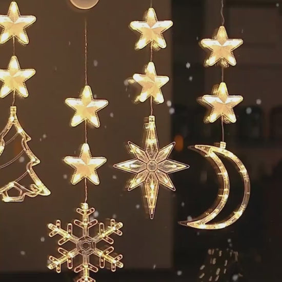 Christmas 3pcs LED Light Star Tree Hanging Sucker Lamp Wind