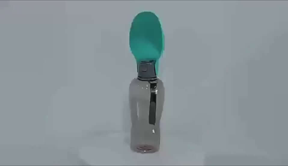 800ml portable dog water bottle with integrated bowl for outdoor hydration, perfect for hikes and travel.